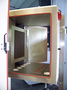 Environmental chamber for mechanical bench_ 2 cabinet doors open